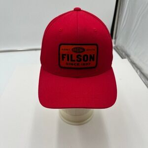 Filson Hat Alaska Original Outfitter Patch Adjustable Leather Strap Red OS